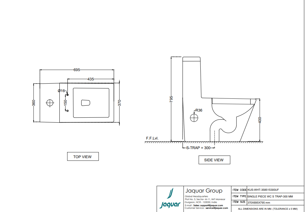EWC 300MM S-TRAP W/FTGS & S/COVER - JAQUAR SWARE - ( WHITE - KUBIX - 0x0 mm - 0inchX0inch )