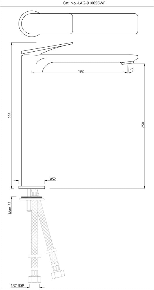 SINGLE LEVER HIGH NECK BASIN MIXER - JAQUAR FAUCETS - ( BLUSH GOLD PVD - LAGUNA - 0x15 mm - 0inchX0.5inch )