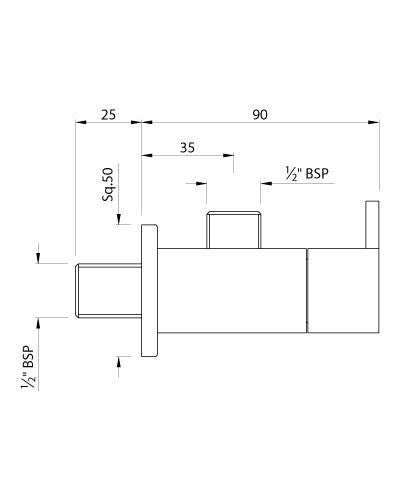 ANGLE COCK W/FLANGE - ARTIZE FAUCET -  ( CHROME - LE BLANC - 0x15 mm - 0inchX0.5inch )