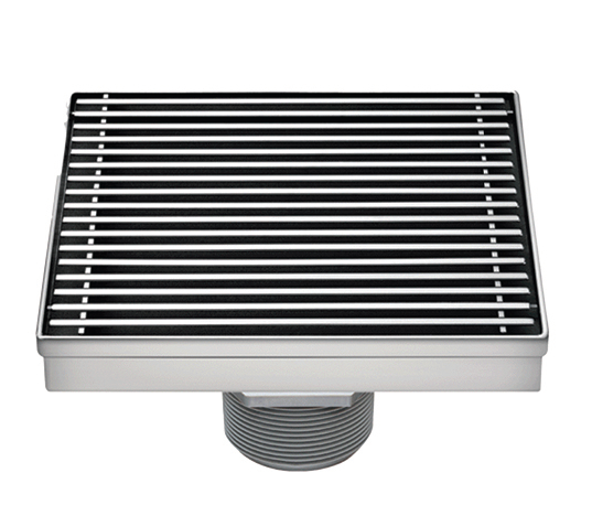 SQUARE SHOWER DRAIN CENTER OUTLET - AUGA -  ( SS FINISH -  - 125x125 mm - 5inchX5inch )