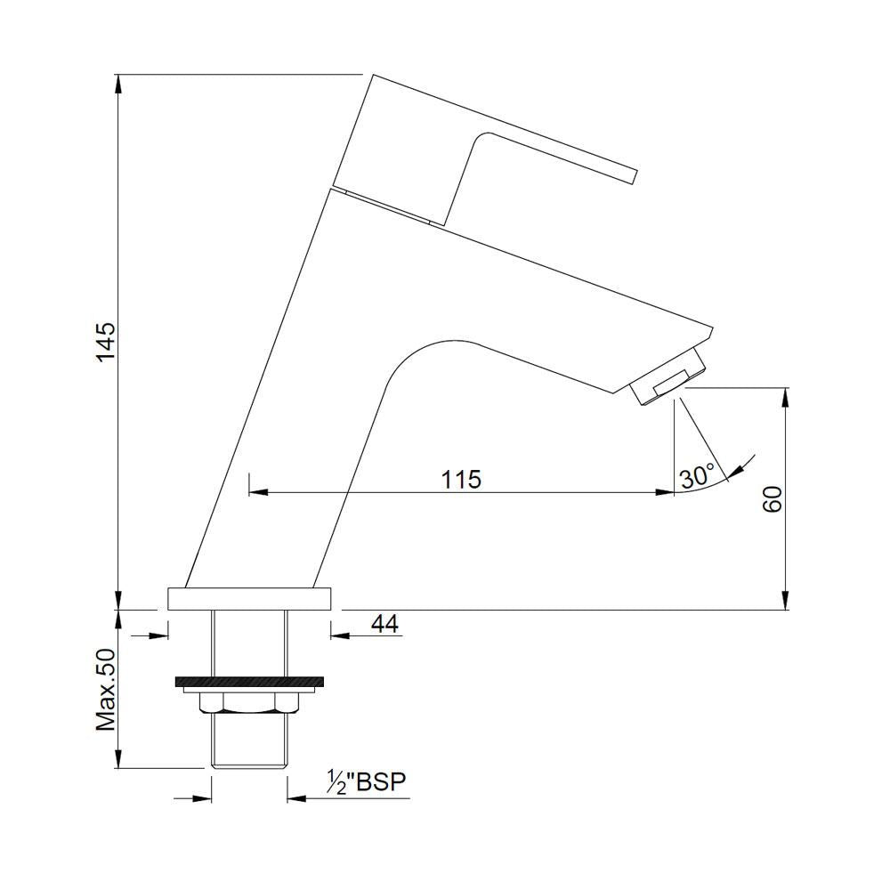 PILLAR COCK - JAQUAR FAUCETS - ( CHROME - LYRIC - 0x15 mm - 0inchX0.5inch )