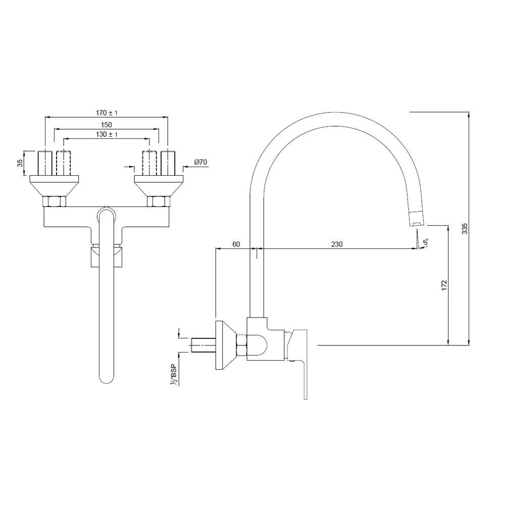 S.L. SINK MIXER W/M W.UPPER SPOUT - JAQUAR FAUCETS - ( CHROME - LYRIC - 0x15 mm - 0inchX0.5inch )