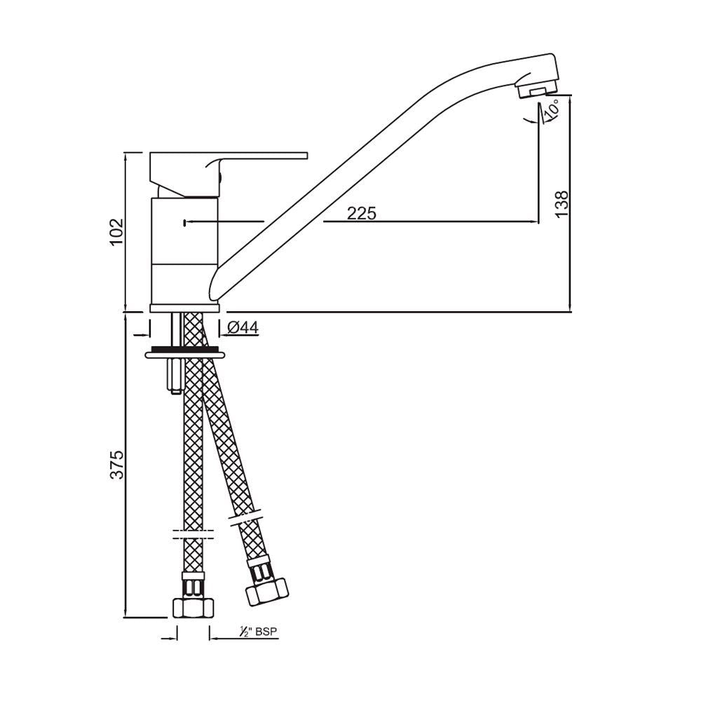 S.L. SINK MIXER T/M BRAIDED - JAQUAR FAUCETS - ( CHROME - LYRIC - 0x15 mm - 0inchX0.5inch )