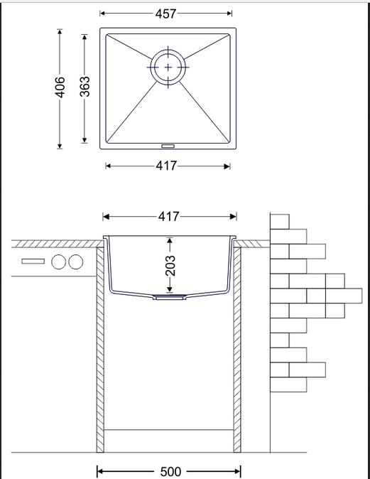 QUARTZ 1.0 BOWL W/O DRAIN BOARD (DEPTH 8INCH) - CARYSIL -  ( GRANITE CONCRETE - MAGIC SALSA - 457x406 mm - 18inchX16inch )