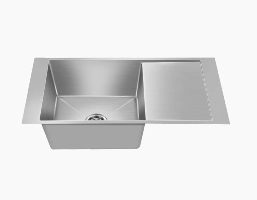 SS SINK 1.0 BOWL WITH DRAIN BOARD (DEPTH 9  ) MAESTRO BIG (1.2 MM THICKNESS) - NIRALI -  ( SATIN - MAGNUS PREMIUM RANGE - 1016x510 mm - 40inchX20inch )