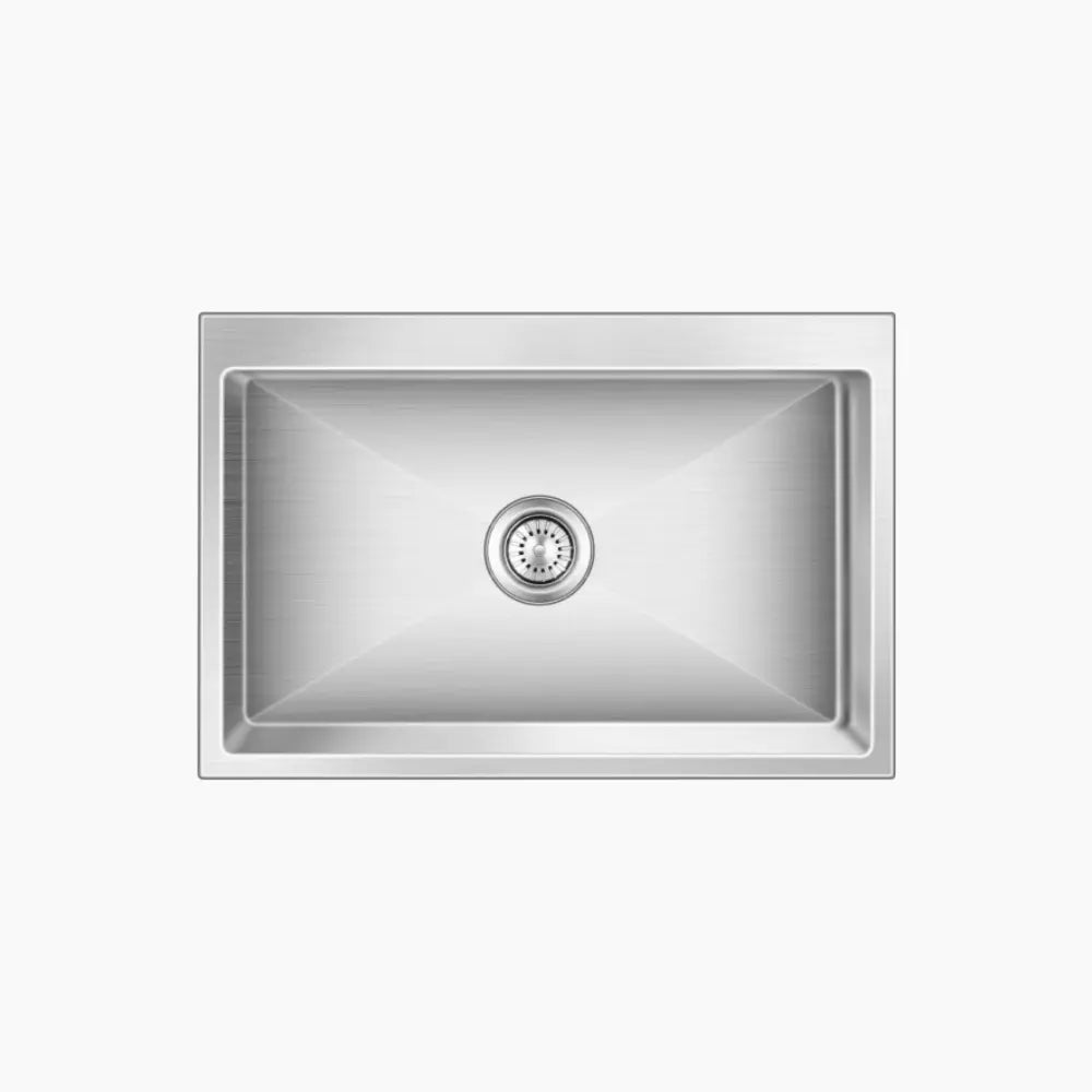 SS SINK 1.0 BOWL W/O DRAINBOARD (DEPTH 9INCH)MORGAN SMALL (1MM THICKNESS) - NIRALI -  ( SATIN - MAGNUS ELITE RANGE - 700x535 mm - 27inchX21inch )