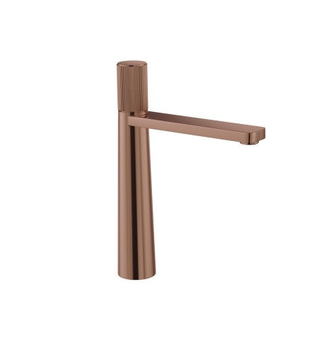 TALL BOY BASIN MIXER WITHOUT POPUP WASTE SYSTEM WITH 450MM LONG BRAIDED HOSES - ( BLUSH GOLD PVD - NAVIA - 0x0 mm - 0inchX0inch )
