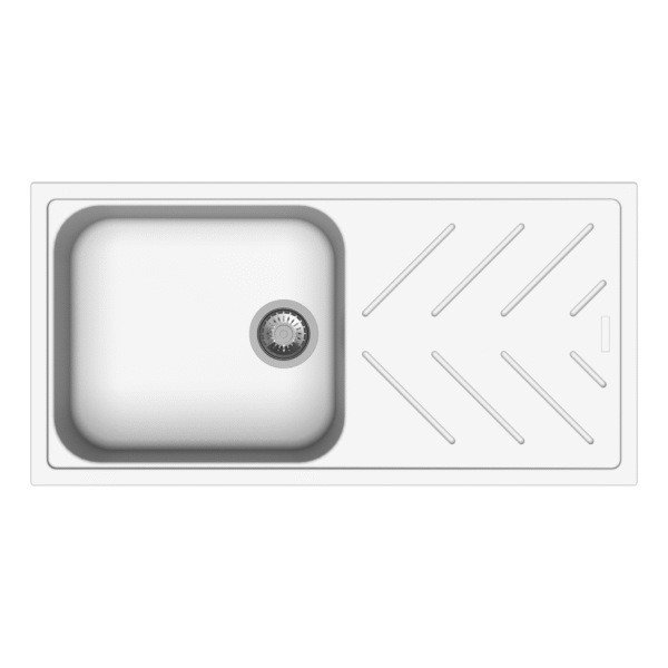 STD 1 BOWL W/DRAINBOARD(DEPTH 8INCH) - CARYSIL -  ( SNOVA - NEW BEETHOVEN - 1000x500 mm - 40inchX20inch )