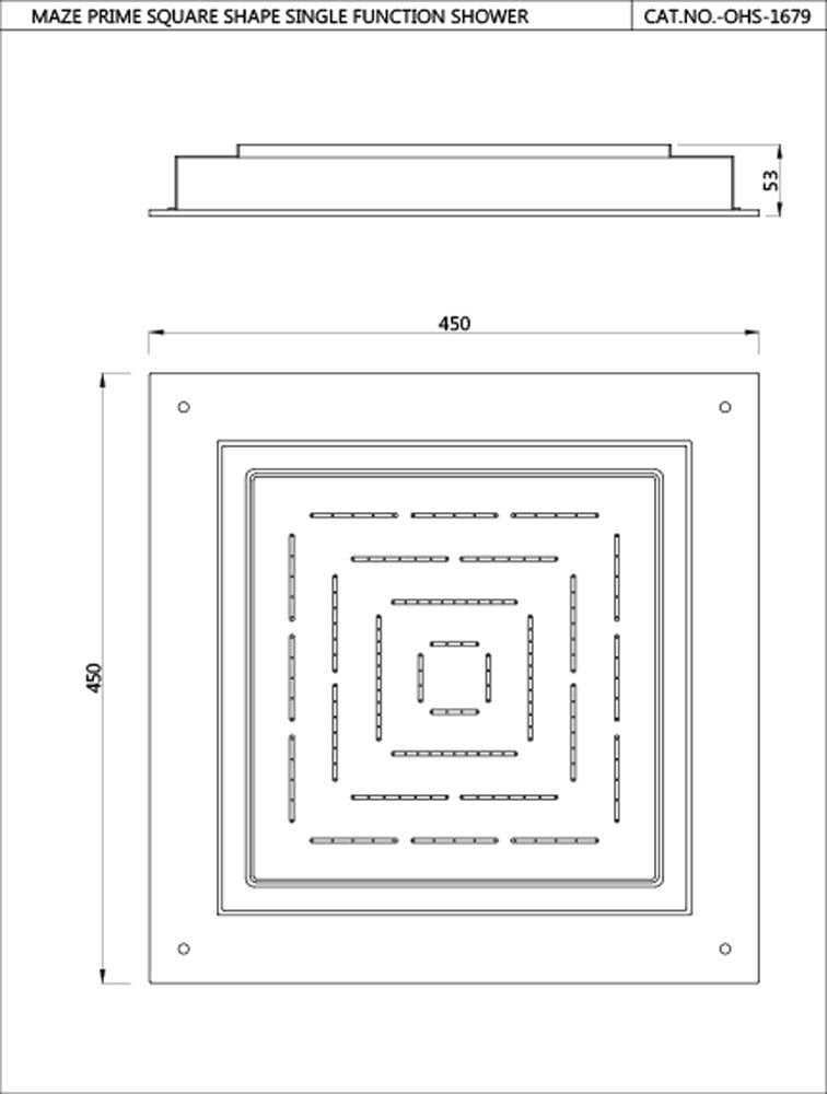 MAZE PRIME SQUARE SHAPE SINGLE FUNCTION SHOWER - JAQUAR FAUCETS - ( BLACK CHROMER - MAZE SHOWER - 0x0 mm - 0inchx0inch )
