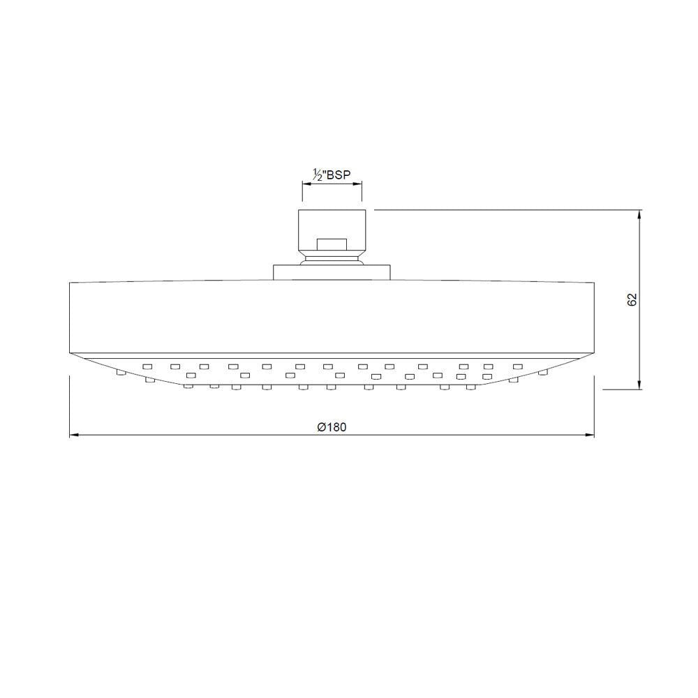 ROUND - JAQUAR FAUCETS -  ( CHROME - OVERHEAD SHOWER - 15x180 mm - 0.5inchX7inch )