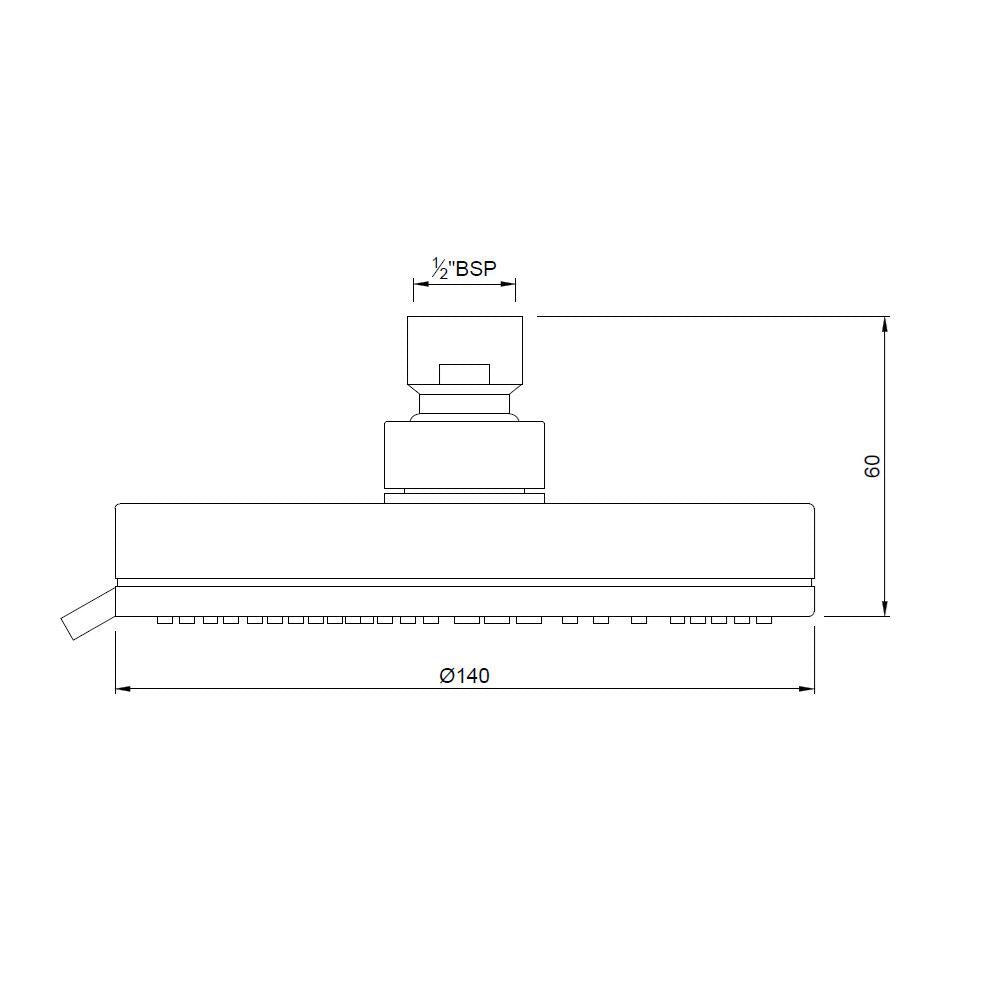 ROUND M.FLOW WITH AIR - JAQUAR FAUCETS - ( CHROME - OVERHEAD SHOWER - 15x140 mm - 0.5inchX5.5inch )
