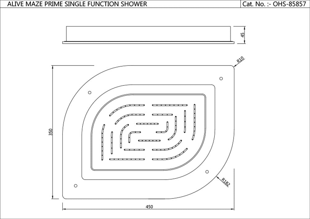 MAZE ALIVE PRIME SINGLE FUN.450X350 - JAQUAR FAUCETS - ( CHROME - OVERHEAD SHOWER - 0x15 mm - 0inchX0.5inch )