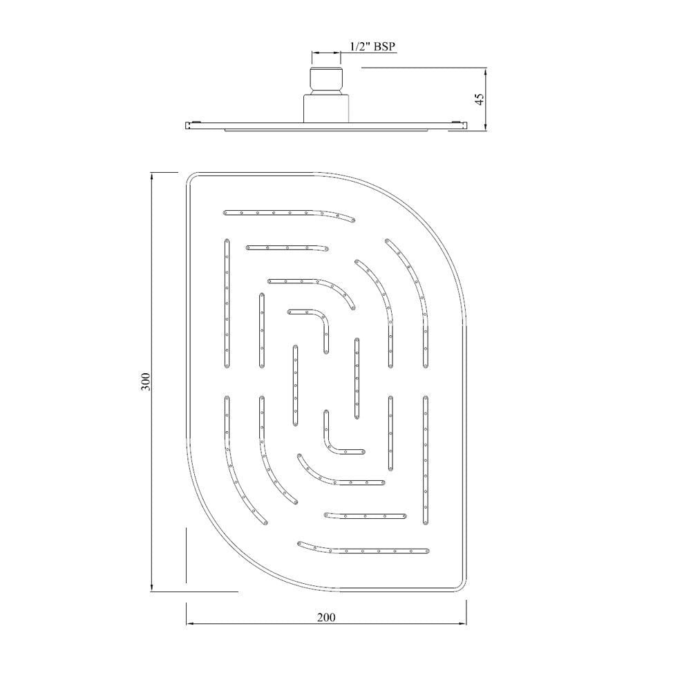 MAZE ALIVE RECT. SHOWER 200X300 - JAQUAR FAUCETS - ( CHROME - OVERHEAD SHOWER - 0x15 mm - 0inchX0.5inch )