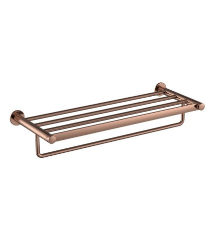 TOWEL RACK 600MM LONG WITH LOWER HANGER - ARTIZE FAUCET - ( BLUSH GOLD PVD - ONYX - 0x600 mm - 0inchX24inch )