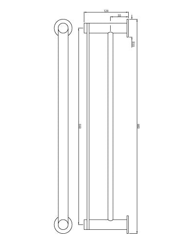 DOUBLE TOWEL RAIL - ARTIZE FAUCET - ( CHROME - ONYX - 0x600 mm - 0inchX24inch )