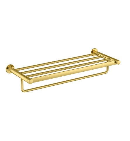 TOWEL RACK 600MM LONG WITH LOWER HANGER - ARTIZE FAUCET - ( GOLD BRIGHT PVD - ONYX - 0x600 mm - 0inchX24inch )