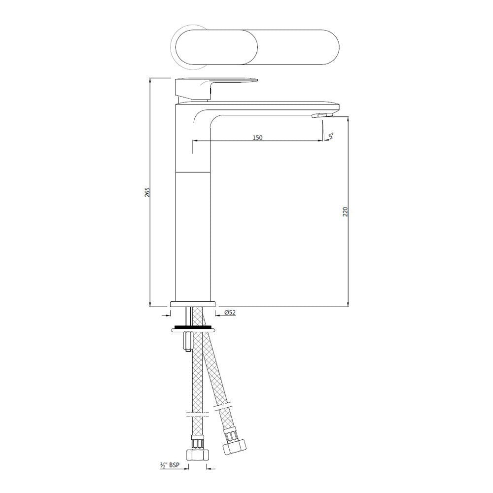 SL TALL BOY WITH 150MM EXTENSION W/PIPES - JAQUAR FAUCETS - ( GRAPHITE - OPAL PRIME - 0x15 mm - 0inchX0.5inch )