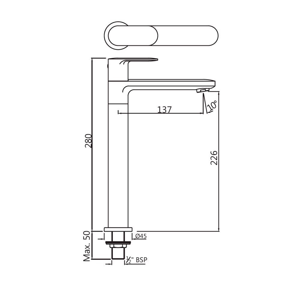PILLAR COCK WITH 200MM EXTENSION BODY - JAQUAR FAUCETS -  ( CHROME - OPAL PRIME - 0x15 mm - 0inchX0.5inch )