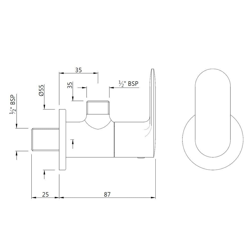 ANGLE COCK WITH FLANGE - JAQUAR FAUCETS -  ( CHROME - OPAL PRIME - 0x15 mm - 0inchX0.5inch )