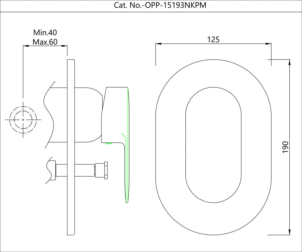 SINGLE LEVER 3-INLET DIVERTER EXPOSED PART - JAQUAR FAUCETS - ( CHROME - OPAL PRIME - 0x15 mm - 0inchX0.5inch )