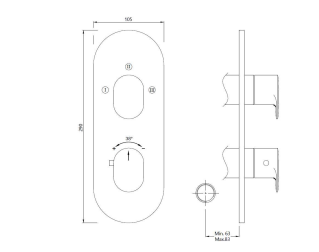 AQUAMAX EXPOSED PART KIT OF THERMOSTATIC SHOWER MIXER WITH 3-WAY DIVERTER & SLEEVE (COMPATIBLE WITH ALD-683N) - JAQUAR FAUCETS - ( GRAPHITE - OPAL PRIME - 0x15 mm - 0inchX0.5inch )