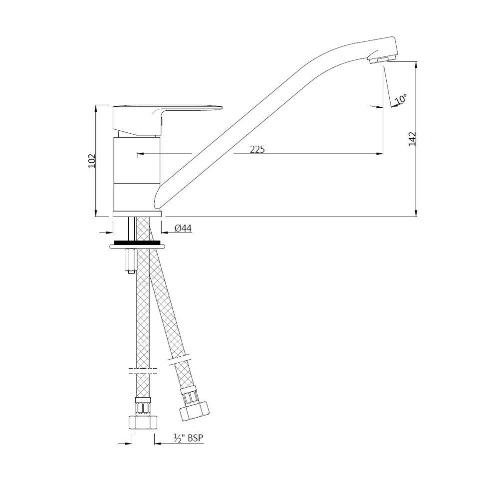 SINGLE LEVER SINK MIXER WITH SWINGING SPOUT - JAQUAR FAUCETS - ( STAINLESS STEEL - OPAL PRIME - 0x15 mm - 0inchX0.5inch )