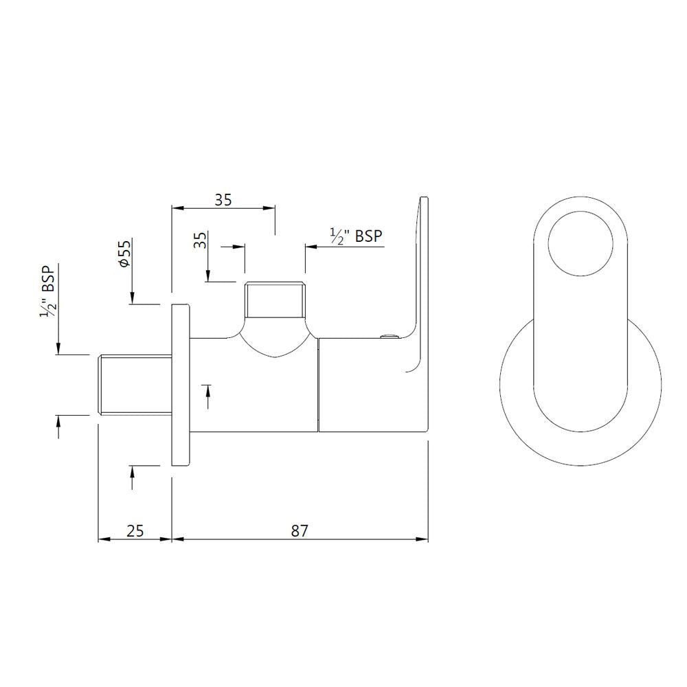 ANGULAR STOP COCK WITH WALL FLANGE - JAQUAR FAUCETS - ( BLACK MATT - ORNAMIX PRIME - 0x15 mm - 0inchX0.5inch )