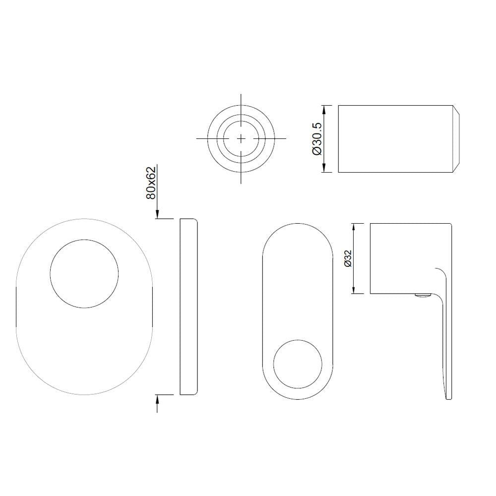 EXPOSED PART KIT OF CONCEALED STOP COCK & FLUSH COCK - JAQUAR FAUCETS - ( STAINLESS STEEL - ORNAMIX PRIME - 0x0 mm - 0inchx0inch )