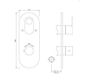 AQUAMAX EXPOSED PART KIT OF THERMOSTATIC SHOWER MIXER WITH 2-WAY DIVERTER WITH SLEEVE (COMPATIBLE WITH ALD-681N) - JAQUAR FAUCETS - (CHROME - ORNAMIX PRIME - 0x15 mm - 0inchX0.5inch)