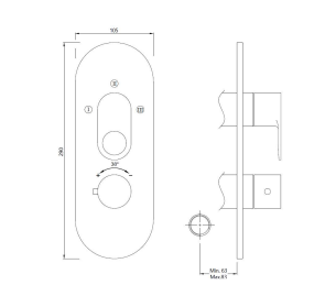 AQUAMAX EXPOSED PART KIT OF THERMOSTATIC SHOWER MIXER WITH 3-WAY DIVERTER & SLEEVE (COMPATIBLE WITH ALD-683N) - JAQUAR FAUCETS - ( ANTIQUE BRONZE - ORNAMIX PRIME - 0x20 mm - 0inchX0.8inch )