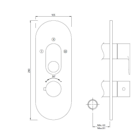 AQUAMAX EXPOSED PART KIT OF THERMOSTATIC SHOWER MIXER WITH 3-WAY DIVERTER & SLEEVE (COMPATIBLE WITH ALD-683N) - JAQUAR FAUCETS - ( STAINLESS STEEL - ORNAMIX PRIME - 0x20 mm - 0inchX0.75inch )