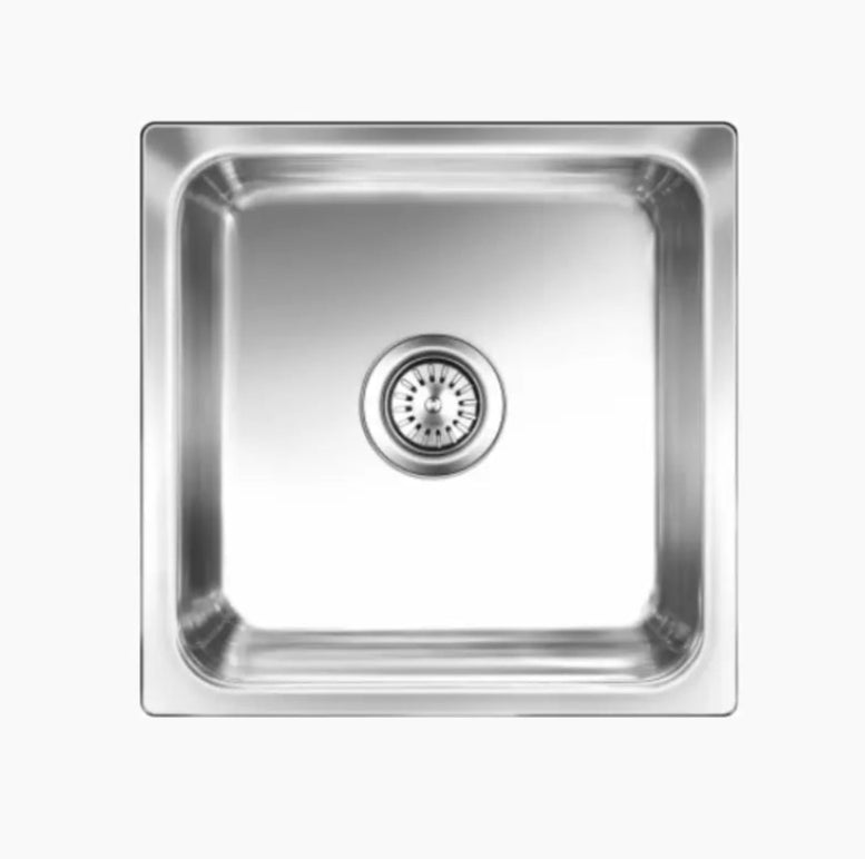SS SINK 1.0 BOWL W/O DRAIN BOARD (DEPTH 8  )OMINI MINI - NIRALI -  ( SATIN - SILENT SQUARE - 410x410 mm - 16inchX16inch )