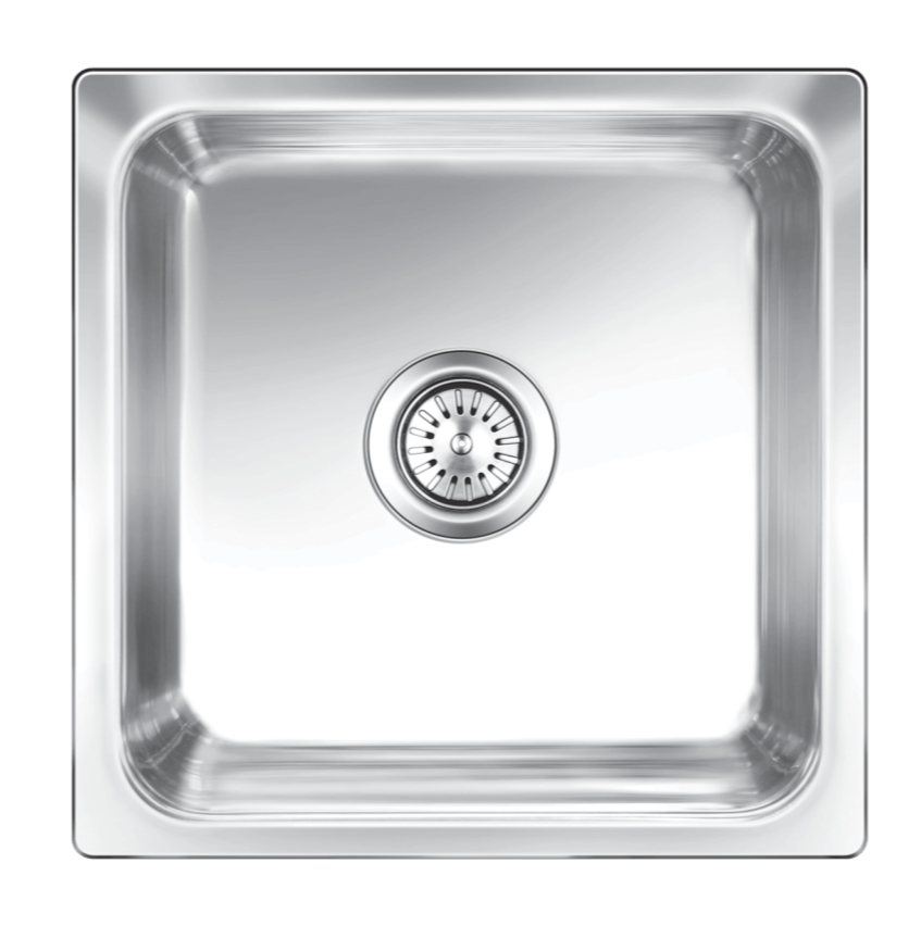 SS SINK 1.0 BOWL W/O DRAIN BOARD (DEPTH 9  )OMINI SMALL - NIRALI -  ( SATIN - SILENT SQUARE - 460x460 mm - 18inchX18inch )
