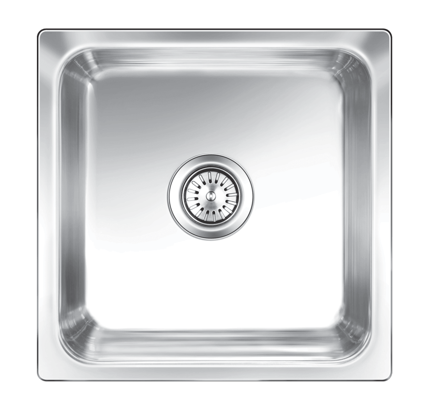 SS SINK 1.0 BOWL W/O DRAIN BOARD (DEPTH 9  )OMNI BIG - NIRALI -  ( SATIN - SILENT SQUARE - 515x515 mm - 20inchX20inch )