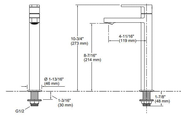 PARALLEL TALL PILLAR TAP - KOHLER POPULAR -  ( FRENCH GOLD - POPULAR - 0x15 mm - 0inchX0.6inch )