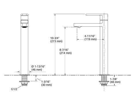 (PRUN)PARALLEL-TALL PILLAR COCK - KOHLER POPULAR -  ( ROSE GOLD - POPULAR - 0x15 mm - 0inchX0.6inch )