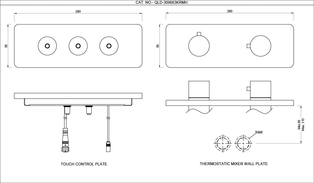 EXPOSED PART KIT OF QLOUD TOUCH SHOWER SYSTEM WITH 3OUTLETS - JAQUAR FAUCETS - ( CHROME - QLOUD - 0x32 mm - 0inchX1.28inch )