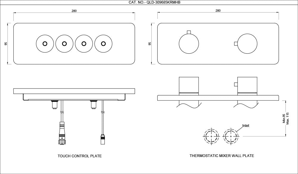 EXPOSED PART KIT OF QLOUD TOUCH SHOWER SYSTEM WITH 4OUTLETS - JAQUAR FAUCETS - ( GOLD BRIGHT PVD - QLOUD - 0x32 mm - 0inchX1.28inch )