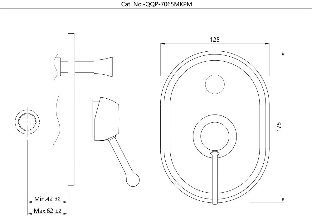 EXPOSED PART KIT OF SINGLE LEVER IN-WALL DIVERTER - JAQUAR FAUCETS - ( ANTIQUE BRONZE - QUEENS PRIME - 0x15 mm - 0inchX0.5inch )