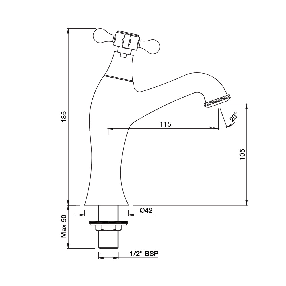 PILLAR COCK - JAQUAR FAUCETS - ( CHROME - QUEENS PRIME - 0x15 mm - 0inchX0.5inch )