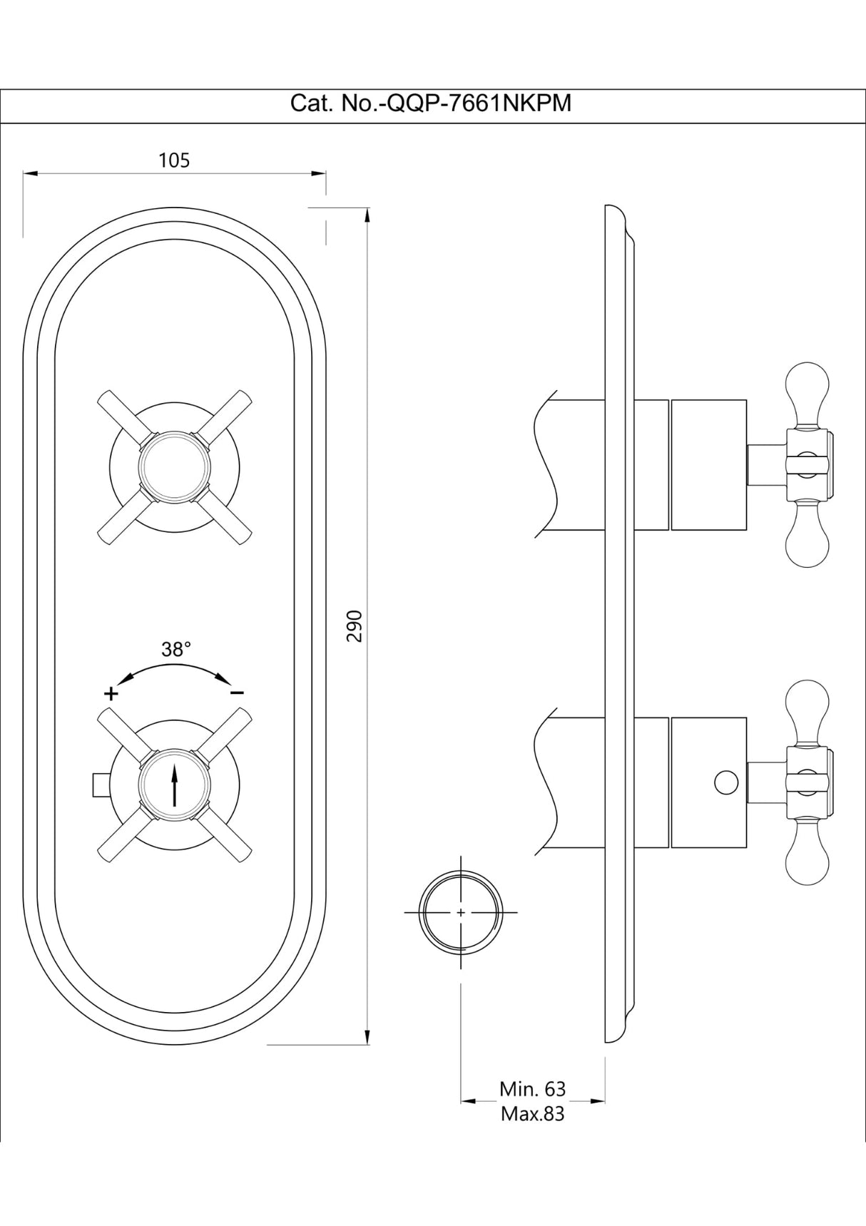 AQUAMAX EXPOSED PART KIT OF THERMOSTATIC SHOWER MIXER WITH 1-WAY DIVERTER WITH SLEEVE (COMPATIBLE WITH ALD-661N) - JAQUAR FAUCETS - ( CHROME - QUEENS PRIME - 0x0 mm - 0inchx0inch )