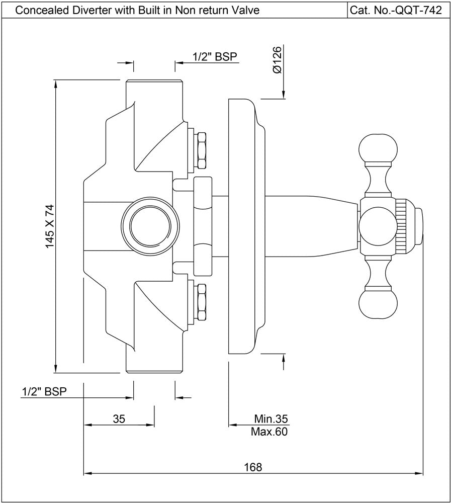4 WAY DIVERTER FOR CONCEALED FITTING - JAQUAR FAUCETS - ( CHROME - QUEENS - 0x0 mm - 0inchx0inch )