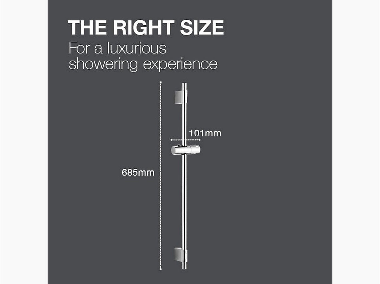 RAINJOY-SLIDE BAR - KOHLER PREMIUM -  ( POLISHED CHROME - PREMIUM - 0x600 mm - 0inchX24inch )