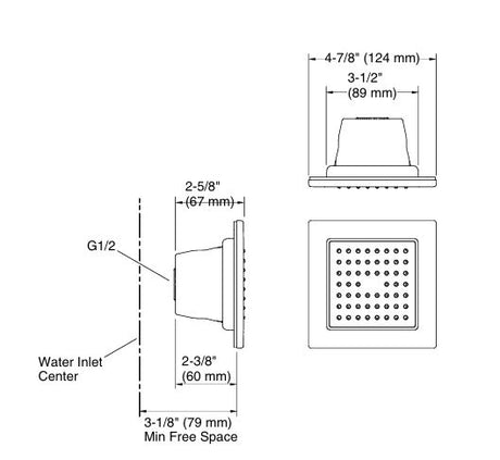 WATERTILE SQ 54 NOZZLE BODY SPRAY - KOHLER PREMIUM -  ( ROSE GOLD - PREMIUM - 670x670 mm - 27inchX27inch )