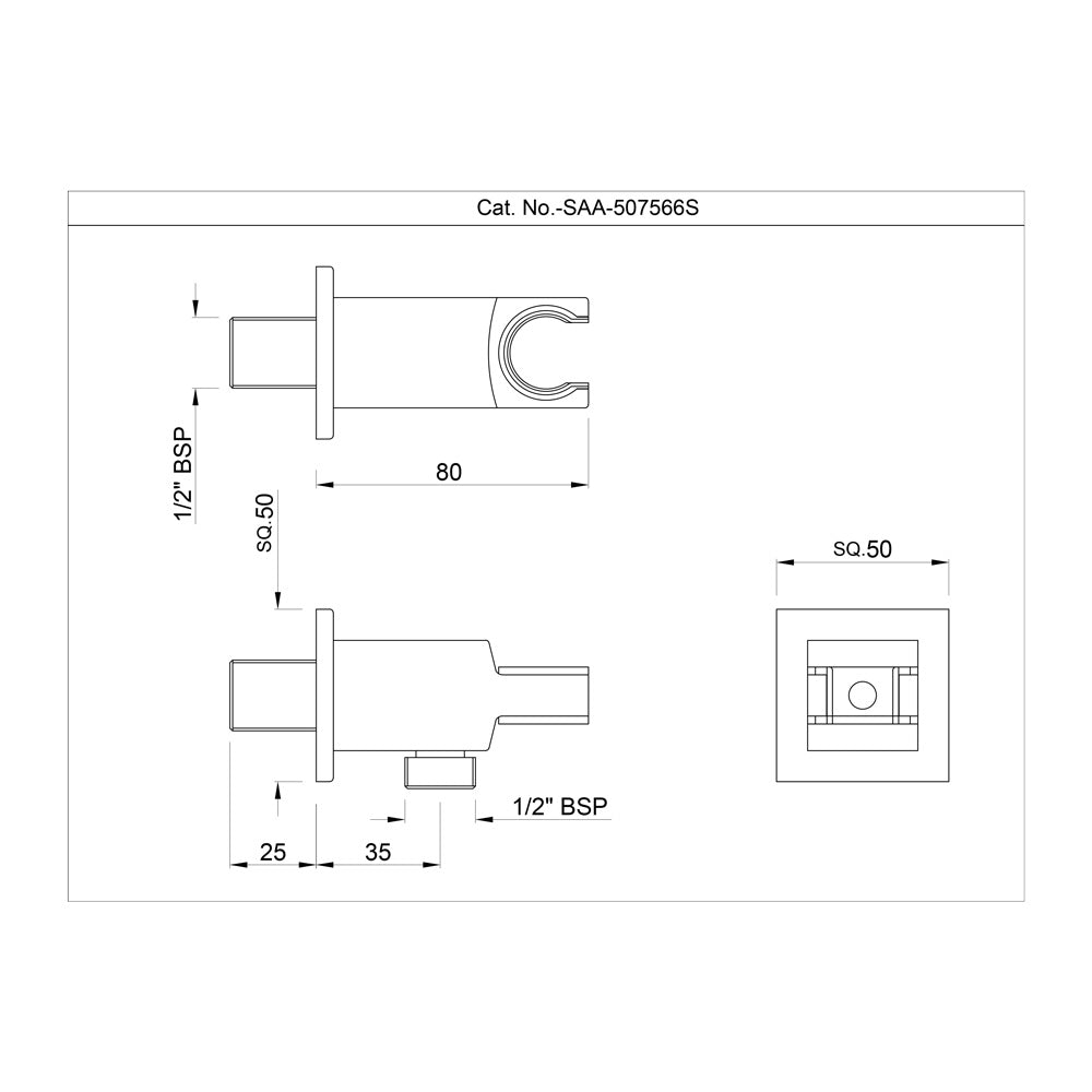 WALL OUTLET WITH SHOWER HOOK IN SQUARE SHAPE - ARTIZE FAUCET - ( CHROME - - 0x15 mm - 0inchX0.5inch )