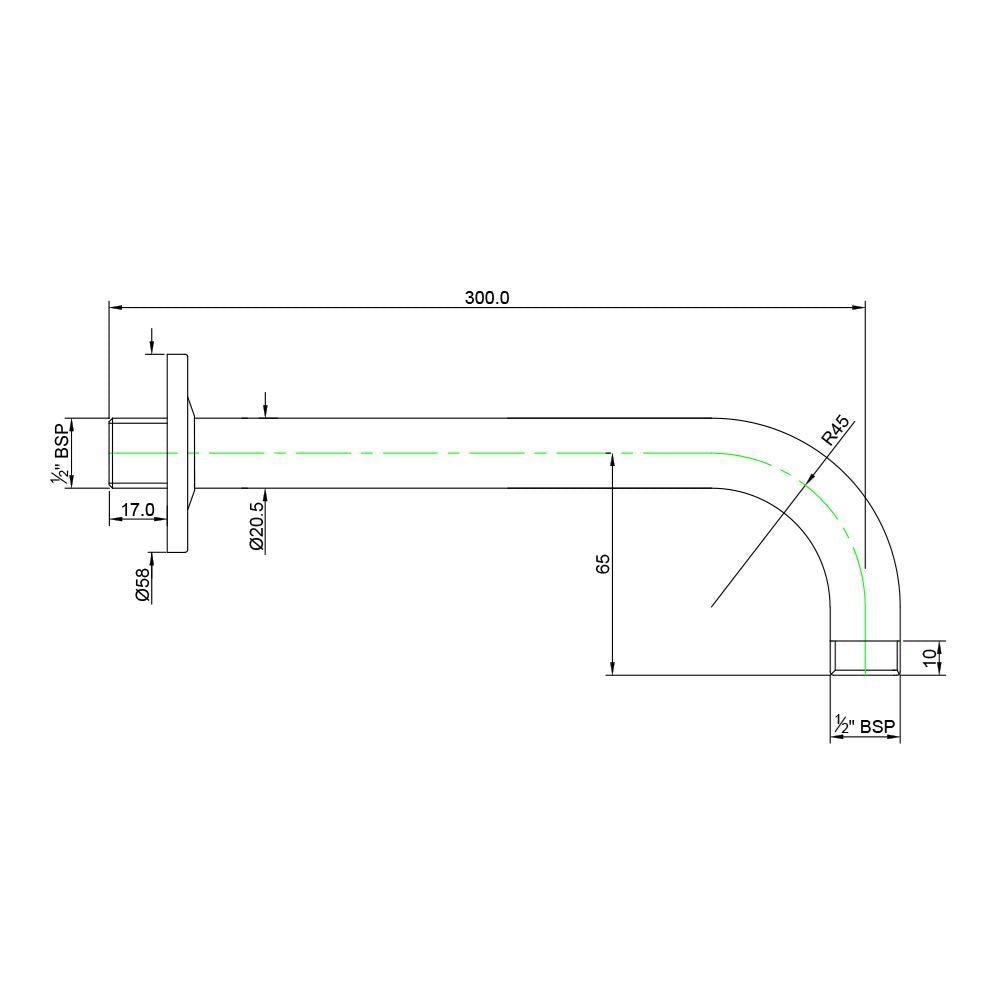 SHOWER ARM 20MM DIA & 300MM LONG ROUND SHAPE WITH FLANGE - JAQUAR FAUCETS - ( BLUSH GOLD PVD - SHOWER ACC. - 300x20 mm - 12inchX0.8inch )