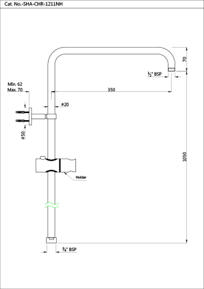 EXPOSED SHOWER PIPE WITH HAND SHOWER HOL - JAQUAR FAUCETS - ( BLACK MATT - SHOWER ACC. - 0x0 mm - 0inchx0inch )