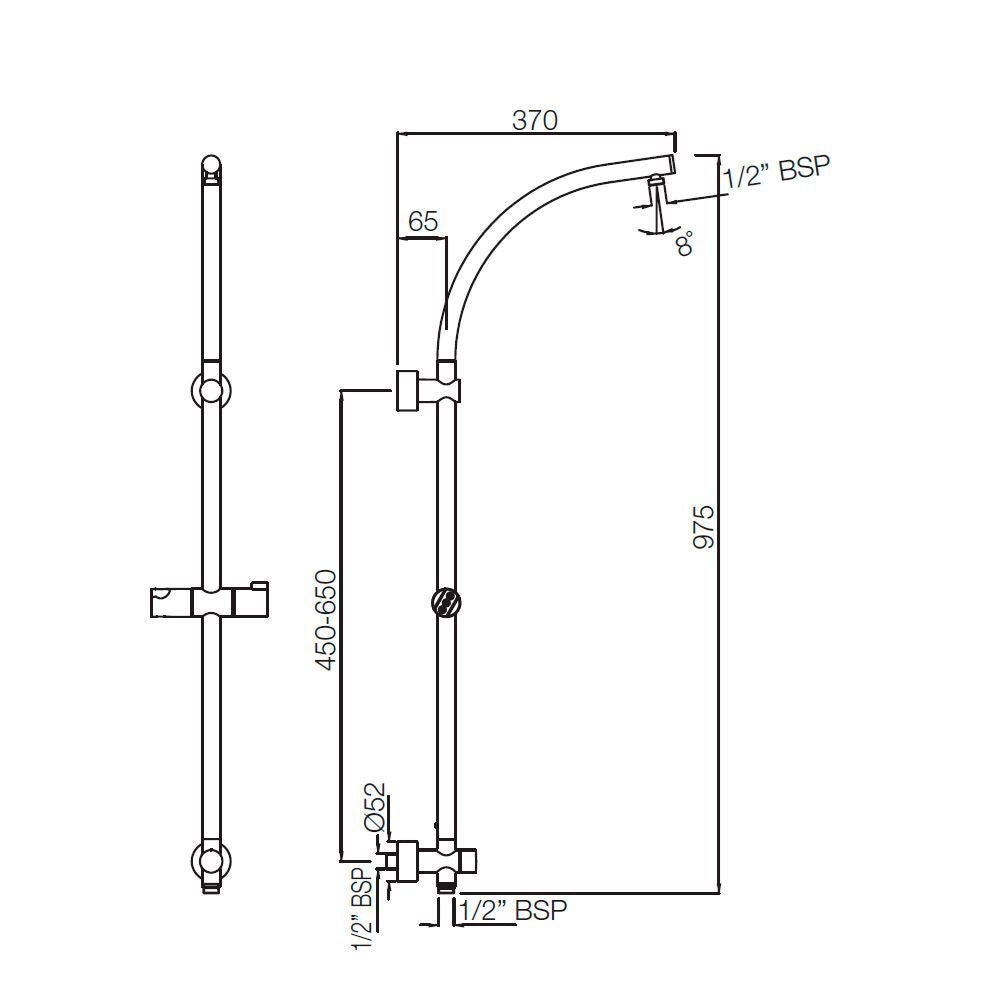 SHWR PIPE FOR CON TO CONC SHWR MXR ROUND - JAQUAR FAUCETS -  ( CHROME - SHOWER ACC. - 0x15 mm - 0inchX0.6inch )