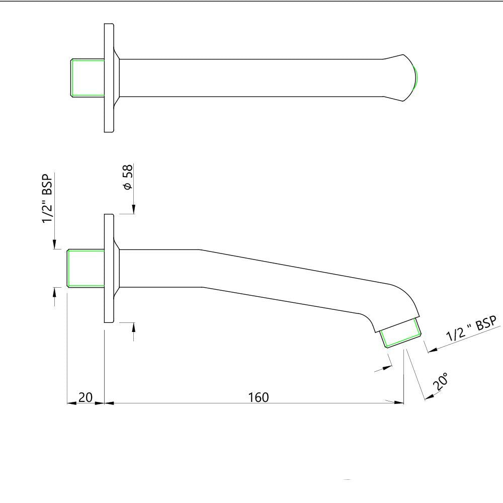 SHOWER ARM CASTED 160MM LONG LIGHT BODY - JAQUAR FAUCETS - ( ANTIQUE COPPER - SHOWER ACC. - 0x15 mm - 0inchX0.5inch )