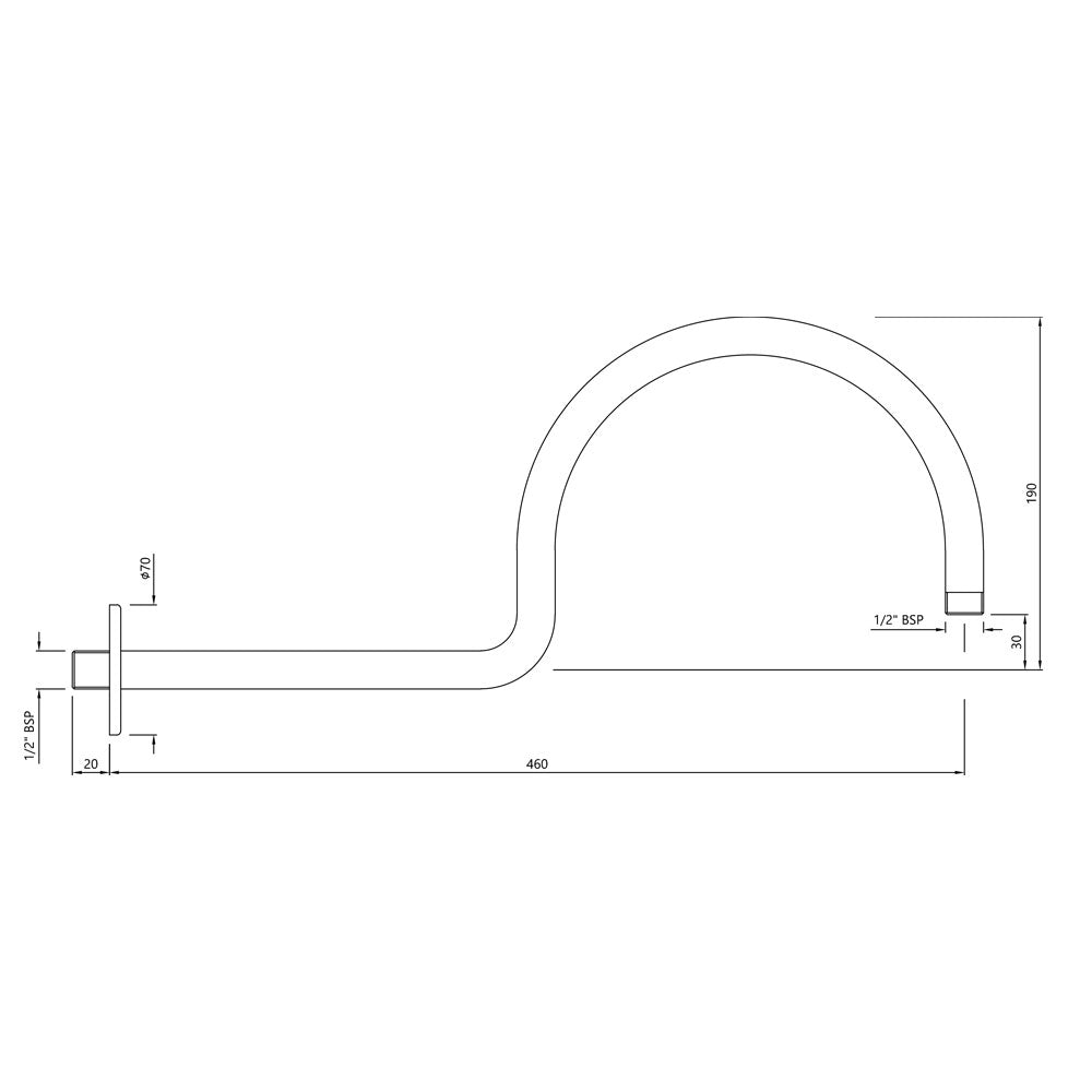 SHOWER ARM VICTORIAN WITH FLANGE - JAQUAR FAUCETS - ( ANTIQUE BRONZE - SHOWER ACC. - 480x15 mm - 19.2inchX0.5inch )